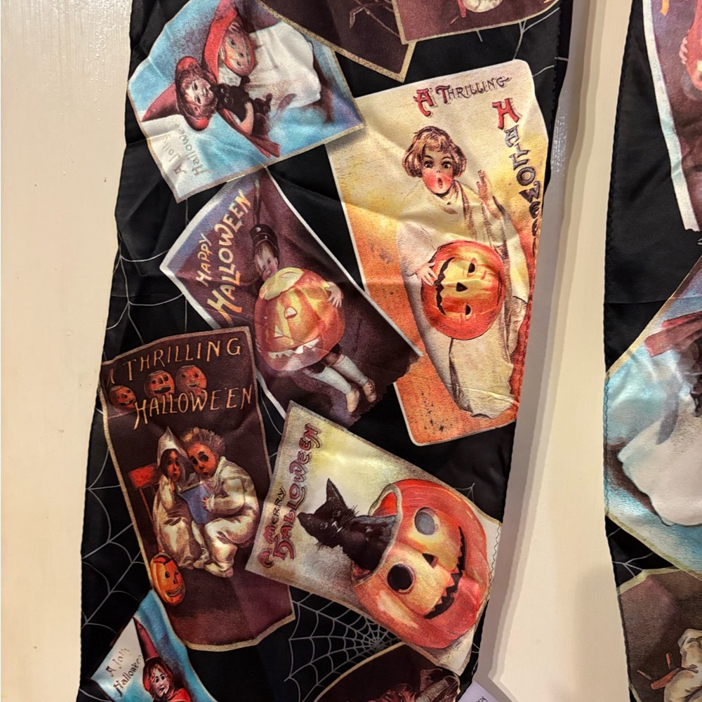 Hopeless Romantic Silk Vintage inspired Halloween Print Scarf - Picture 2 of 4